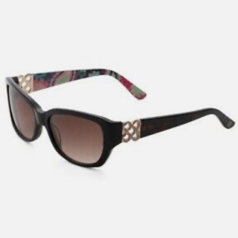 Vera Bradley Maxine Sunglasses tortoise shell/floral trim brand logo accent New
